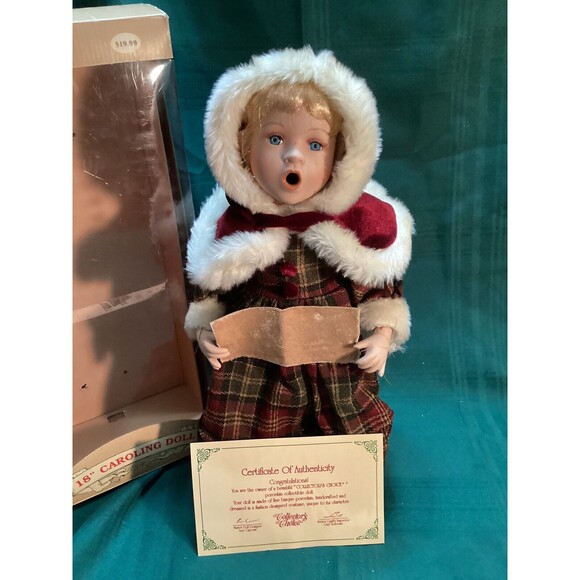 The Collector’s Choice By Dan Dee 18” Porcelain Doll Blonde Caroler In Box - Picture 1 of 16